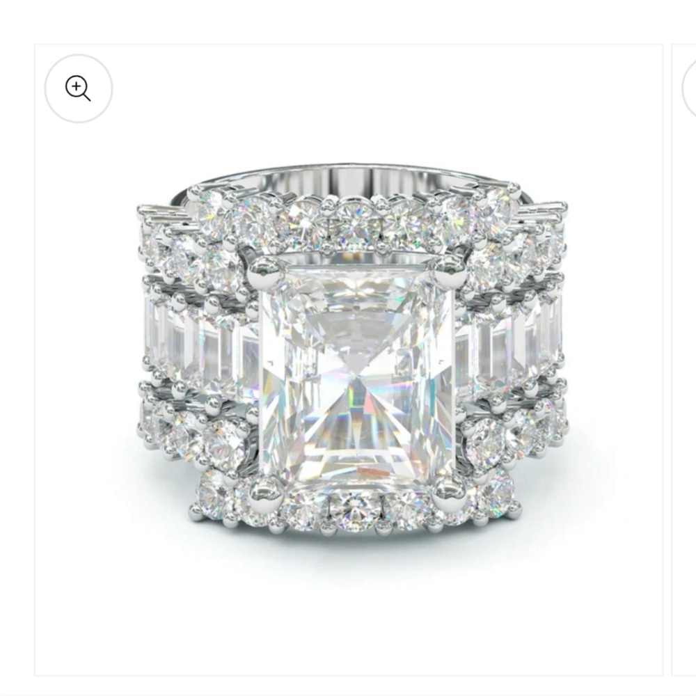 New Jorrio 925 Silver and CZ Wedding Set Size 7.5